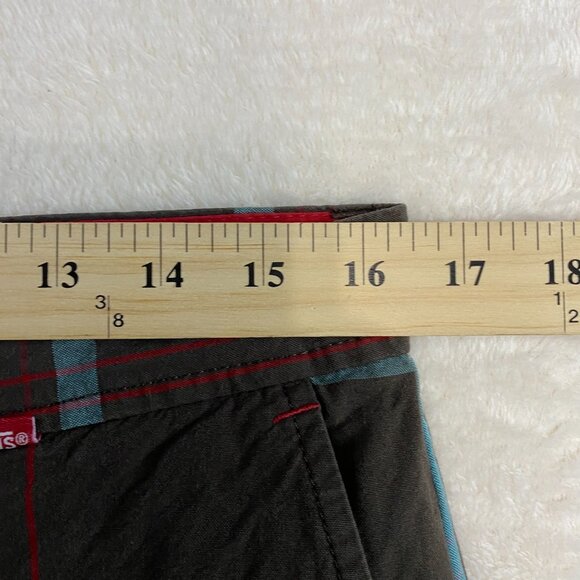 Vans Brown Blue Plaid Skater Shorts Casual Beach Travel Flat Front Summer sz 32 - Picture 8 of 10